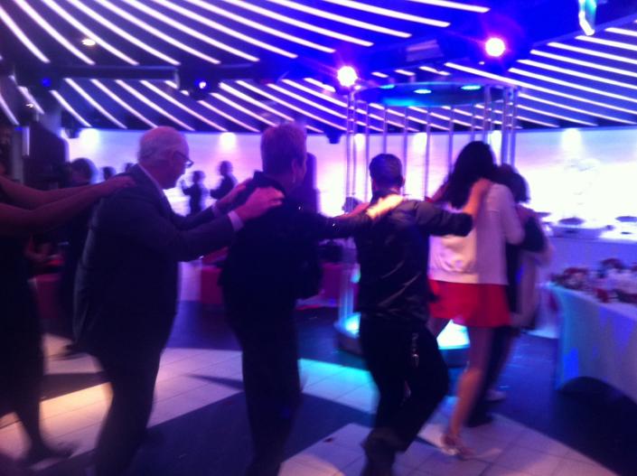 Conga Line at a fun reception onboard Carnival